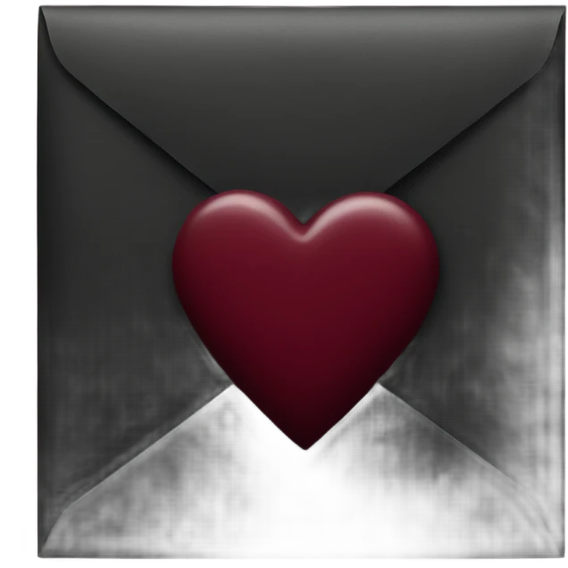black envelope with burgundy wax heart seal emoji