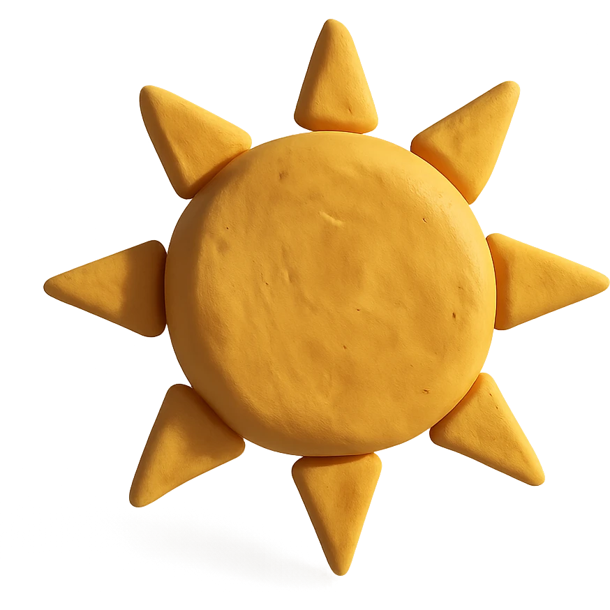 claymation style sun with sunlight shining at its side emoji