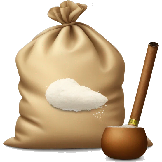 a bag of flour smokes a cigar emoji