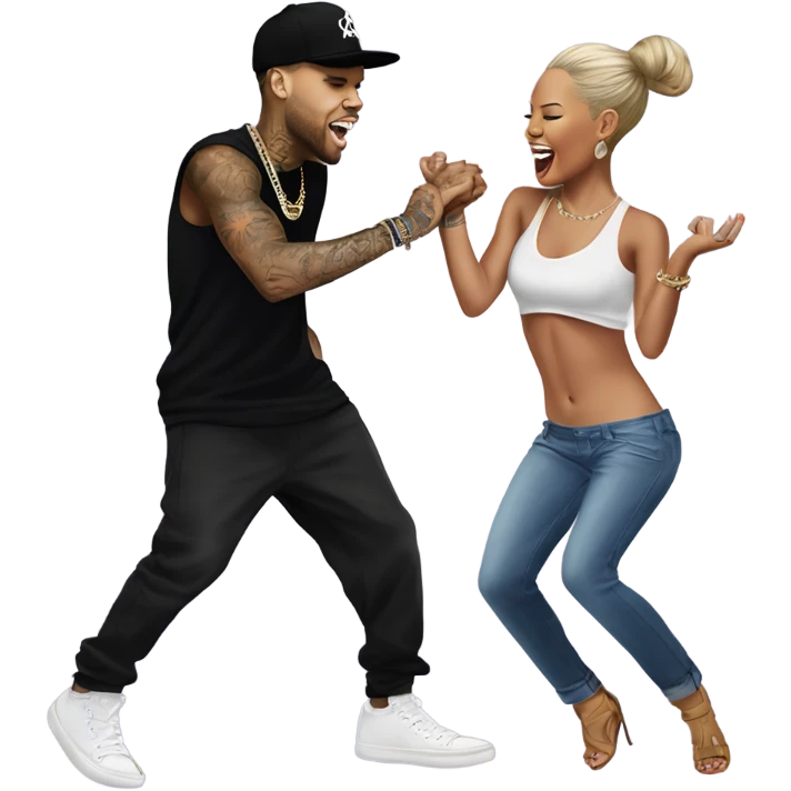 Hyper Realistic Chris Brown dancing with Karruche Tran emoji