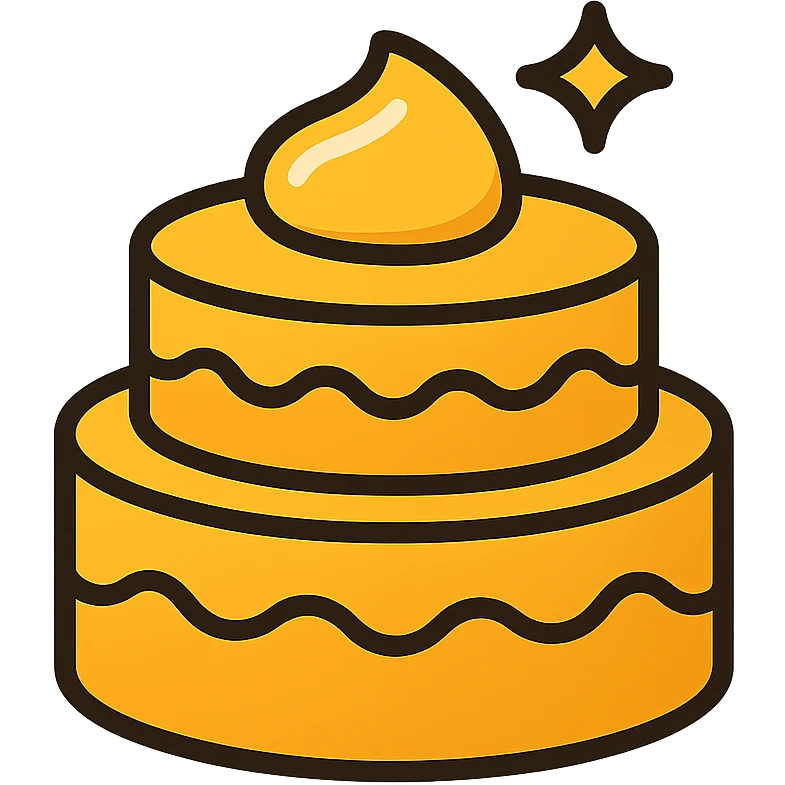 shiny golden cake emoji