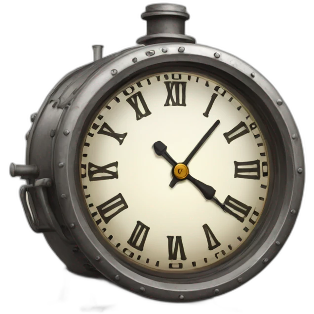 Clock with train steam emoji