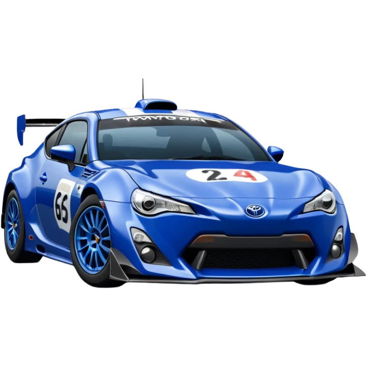 Sexy glossy dark blue 2025 Toyota 86 4-door rally racing car  emoji