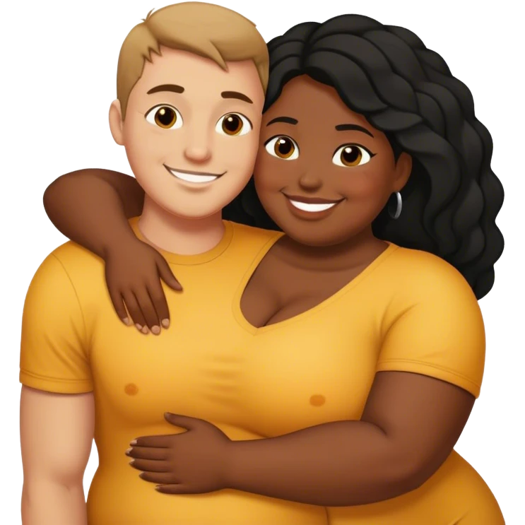 slim short man and fat black woman love emoji