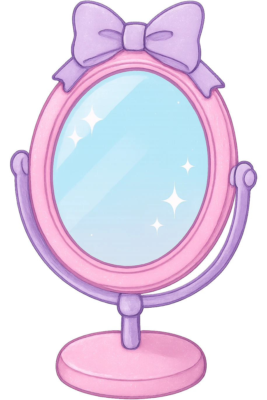 sparkling girly mirror, stylish and pastel, no background emoji
