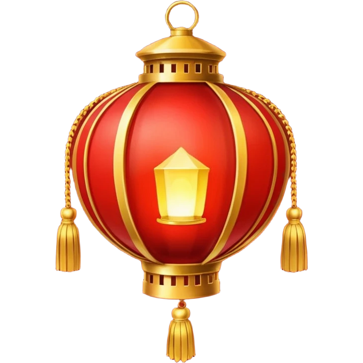 A red lantern with gold tassels glowing softly. emoji
