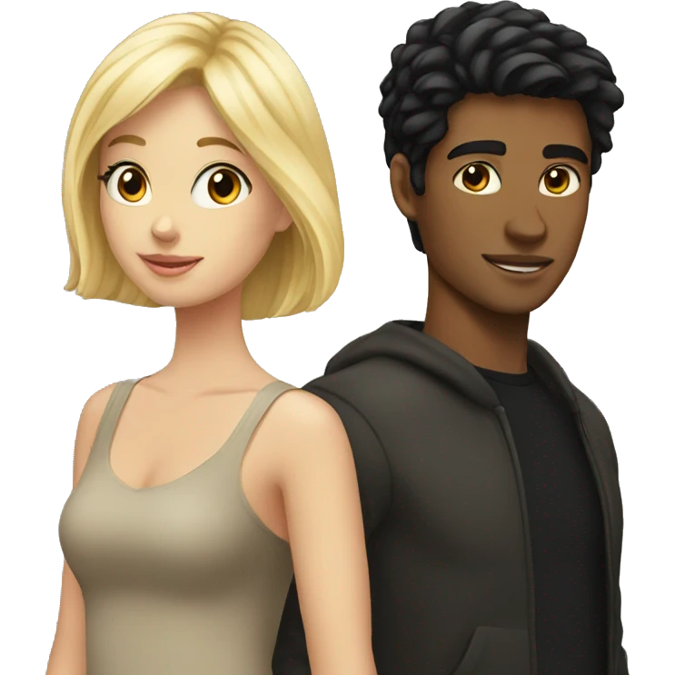 Blonde girl with black haired guy emoji