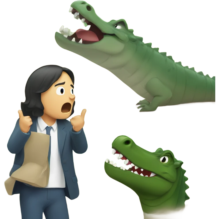 person yelling at a crocodile emoji