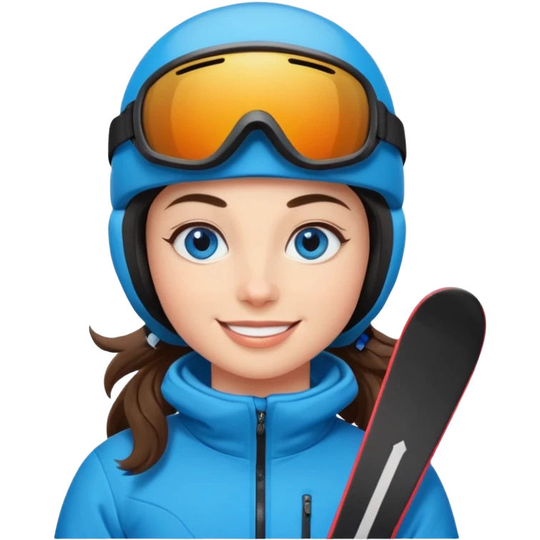 brunette with blue eyes skiing downhill  emoji