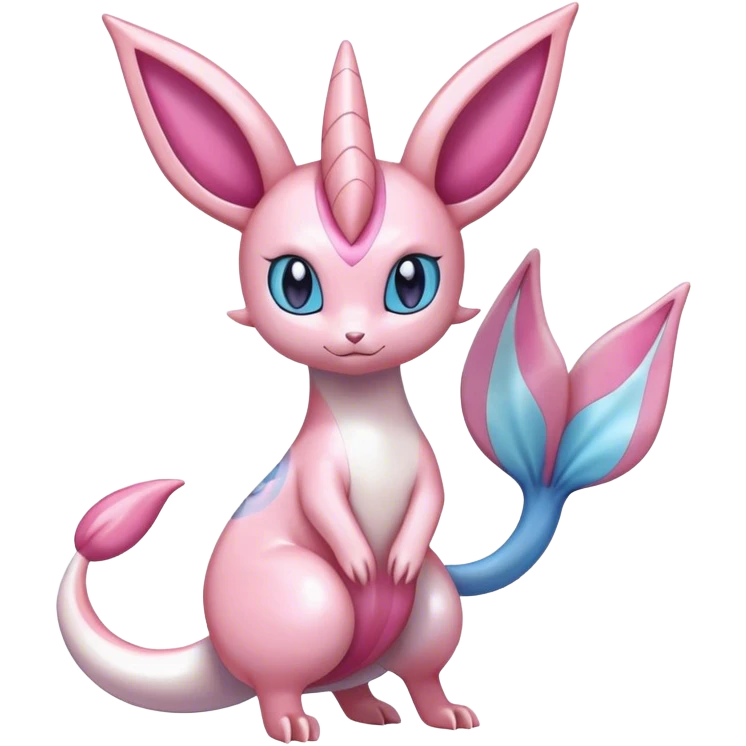 Shiny Cute Milotic-Sylveon-Espeon-Vaporeon-Dragonair-Pokémon-hybrid-fusion full body emoji