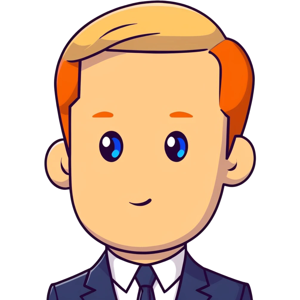 Russian leader with serious expression, short blonde hair, blue eyes, in formal suit emoji