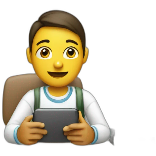 A student working with a iphone in class emoji