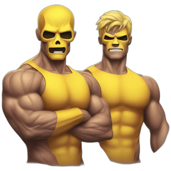 Radioactive muscle guy with boyfriend emoji