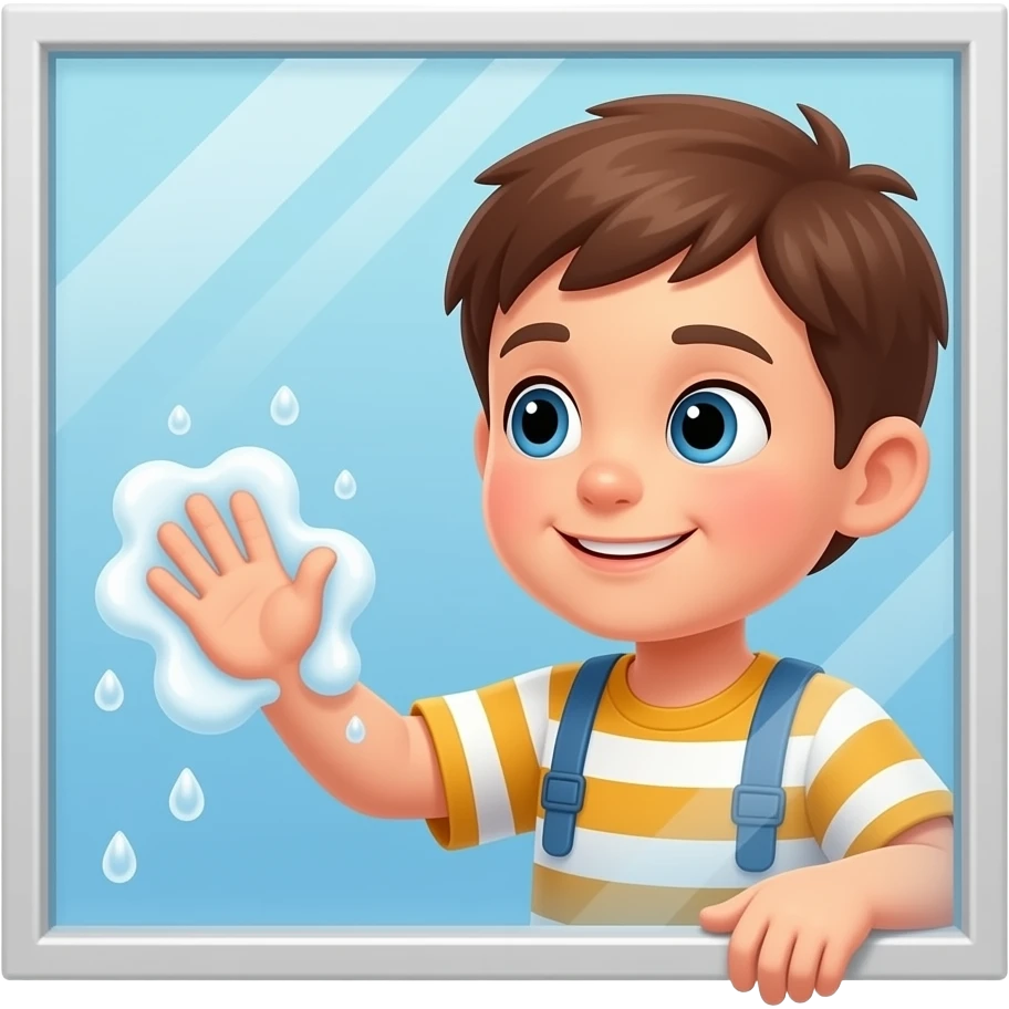 a kid washing the window emoji