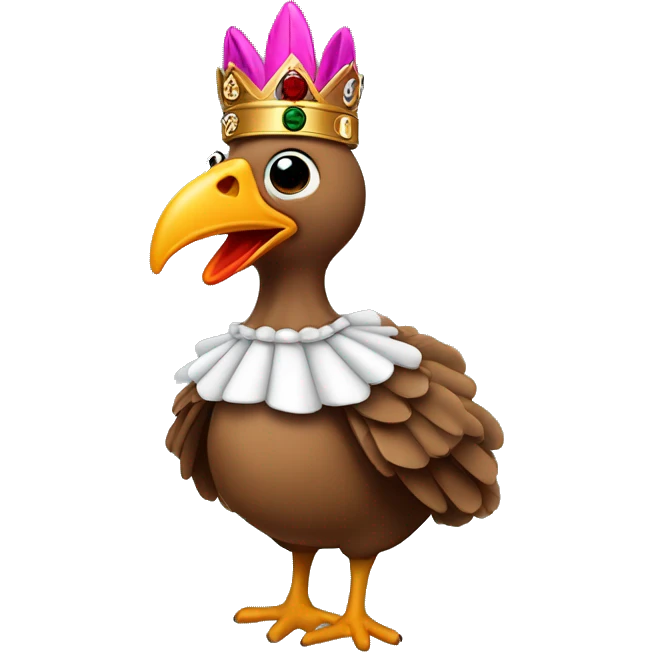 Turkey with its tongue out wearing a crown dancing and wearing a gucci sweatshirt emoji
