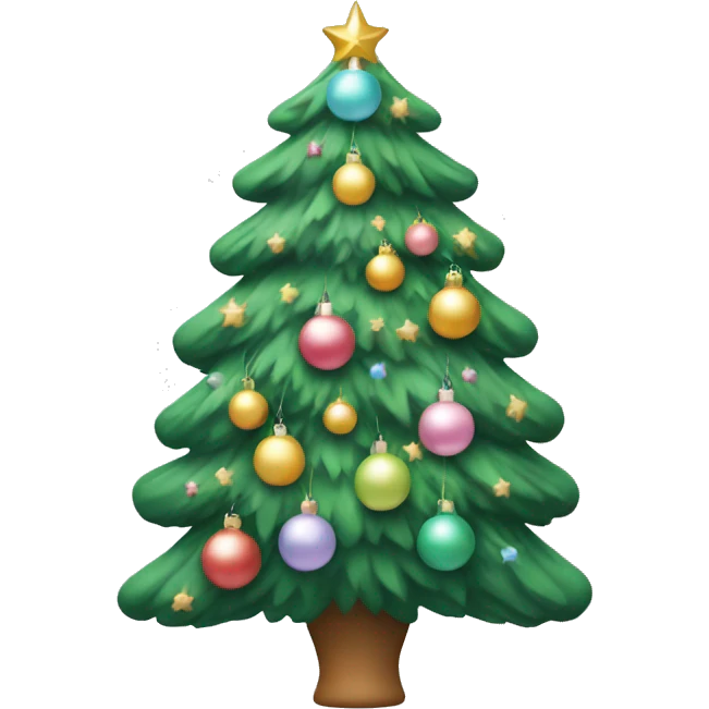 Christmas tree with pastel ornaments emoji