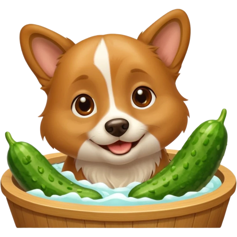 dog relaxing spa with cumcumbers emoji
