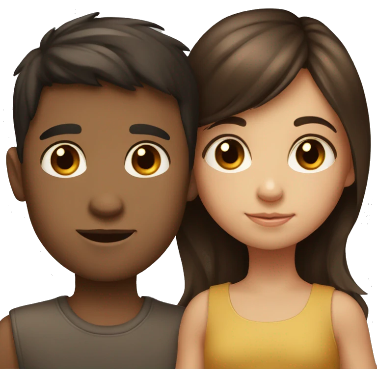 Brown hair brown eye little girl with boy with dark brown hair emoji