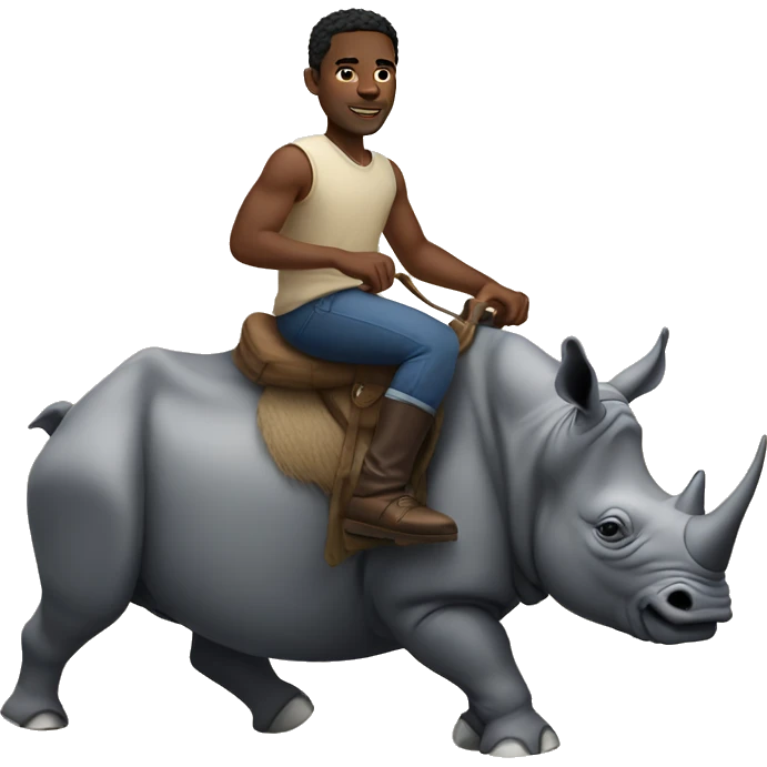 Black man riding a rhino emoji