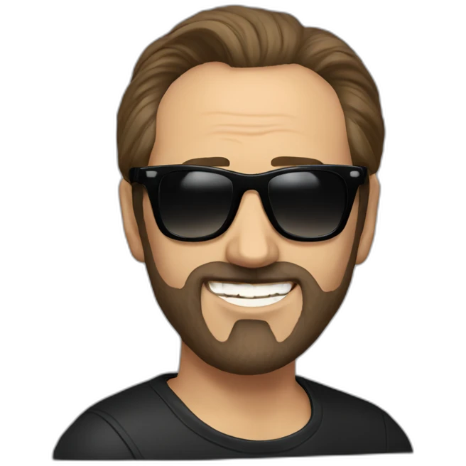 nicolas cage with a beard and black Wayfarer sunglasses emoji