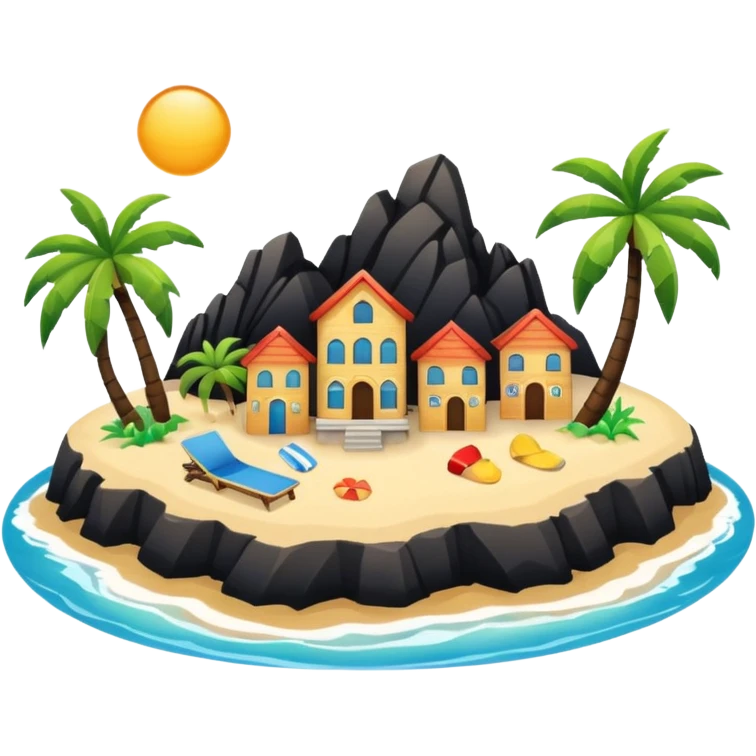 island  with a beach and infrastructure  emoji