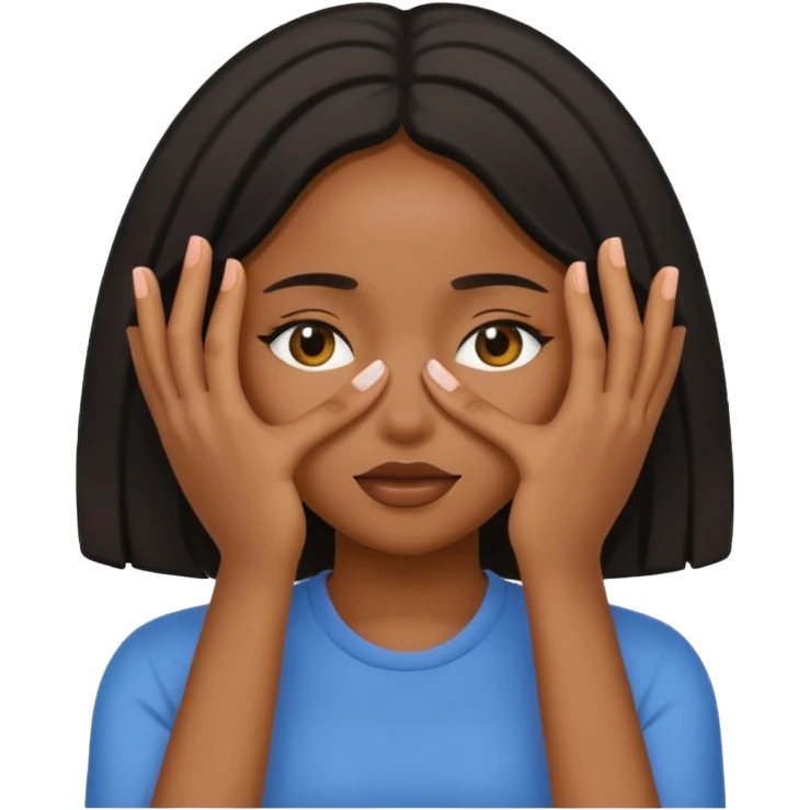 Black Girl covering her eyes with hands emoji