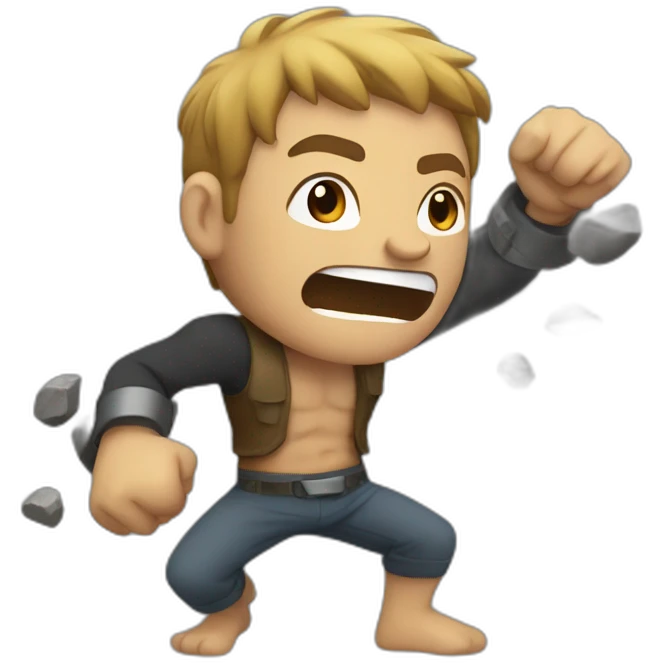 guy fighting rocks emoji