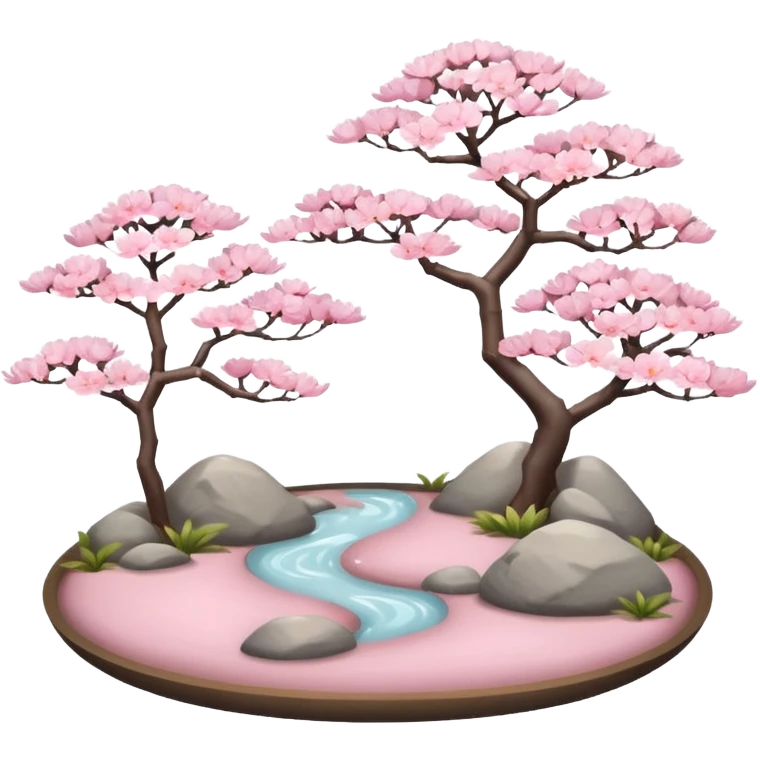 Aesthetic Japanese zen garden Sakura pink beautiful pretty shiny pastel delicate scenery  emoji