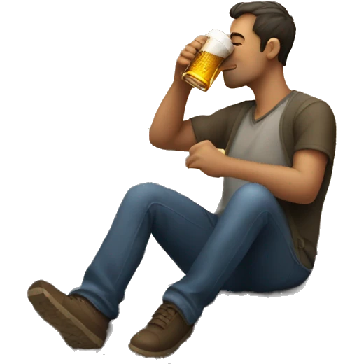 A man drinking a beer on the roof of a building emoji
