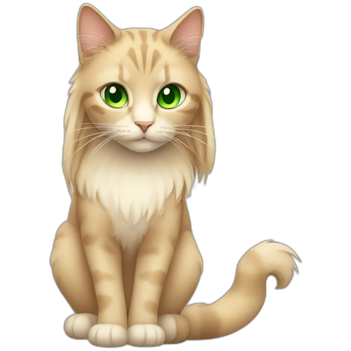 Cat female with long hair an green eyes emoji