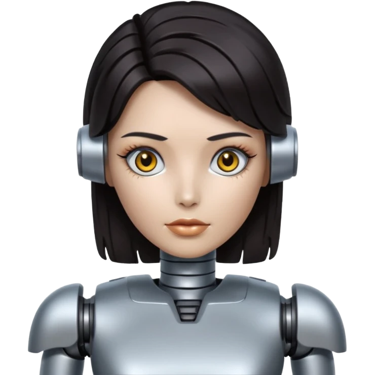 female robot with dark hair emoji