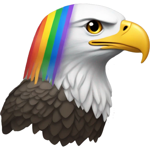 bald eagle with rainbow (pride flag) colors instead of normal colors emoji