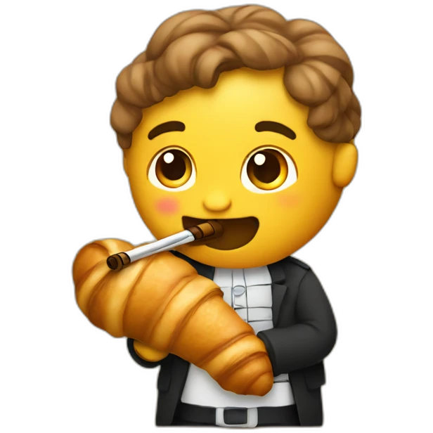 A croissant playing flute emoji