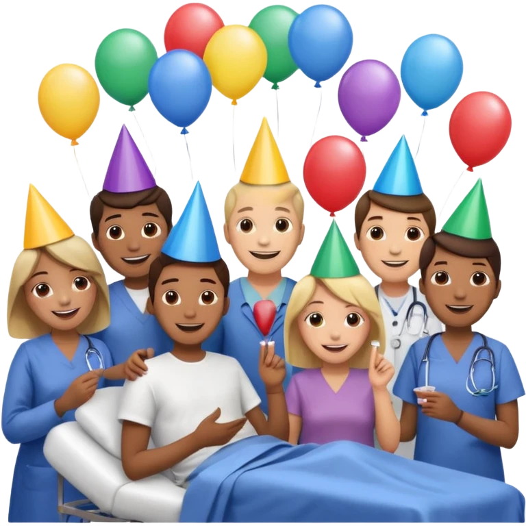 Create Happy & celebrating team faces for a hospital emoji