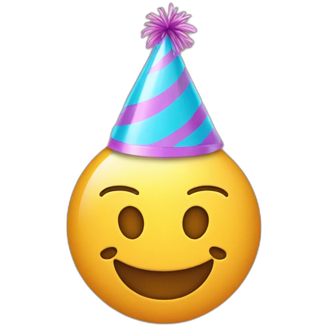 smiley emoiji with a party hat on emoji