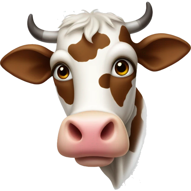 Cow with brown spots holding white heart  emoji