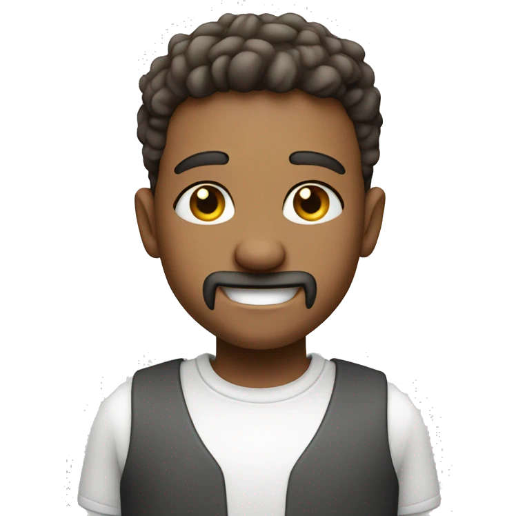 smiling boy in white shirt, white a salt and pepper goatee emoji