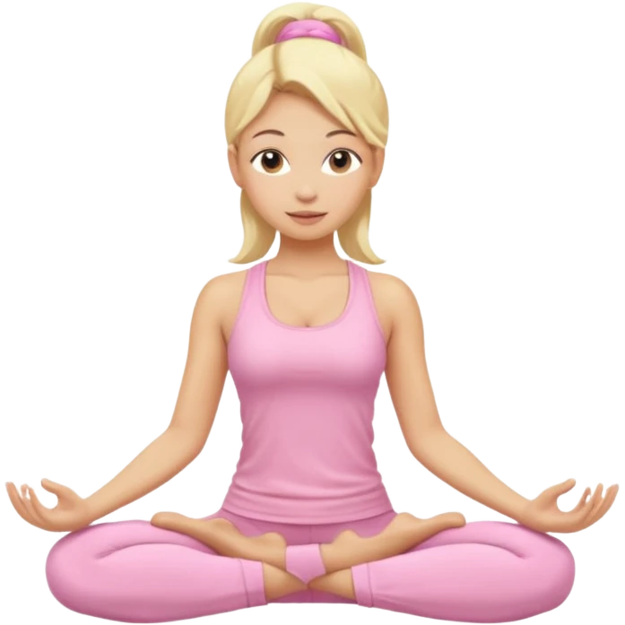 blonde yoga girl light pink clothes n emoji
