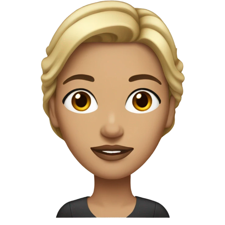 Brunette with blonde highlights women with arched eyebrows and big lip emoji