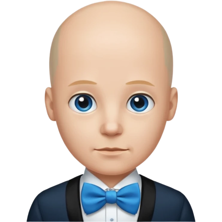 Bald with blue bow tie, balck dress emoji