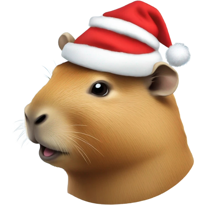 Capybara with a Santa hat emoji