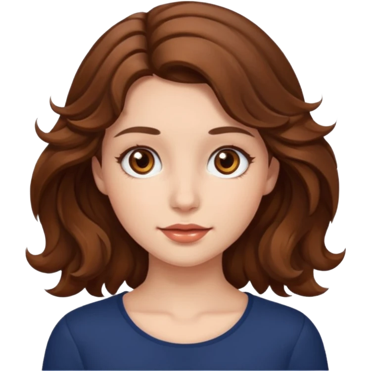 a beautiful girl with wavy volumes brown hazel hair, she has brown eyes  emoji