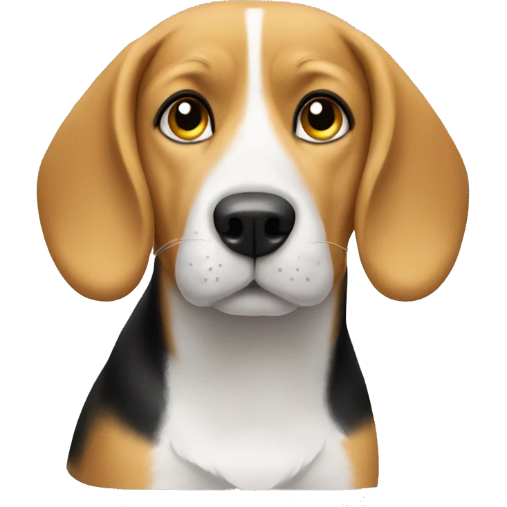 A beagle with a blonde emoji