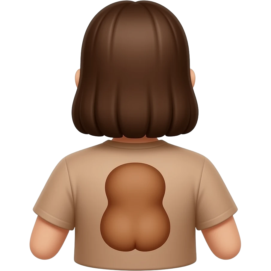 Brown tone emoji female shirt turned around to see the back of her head with a fat naked brown ass emoji