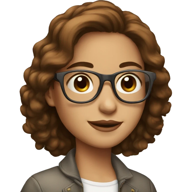 Beautiful girl with brown hair and glasses and laptop emoji