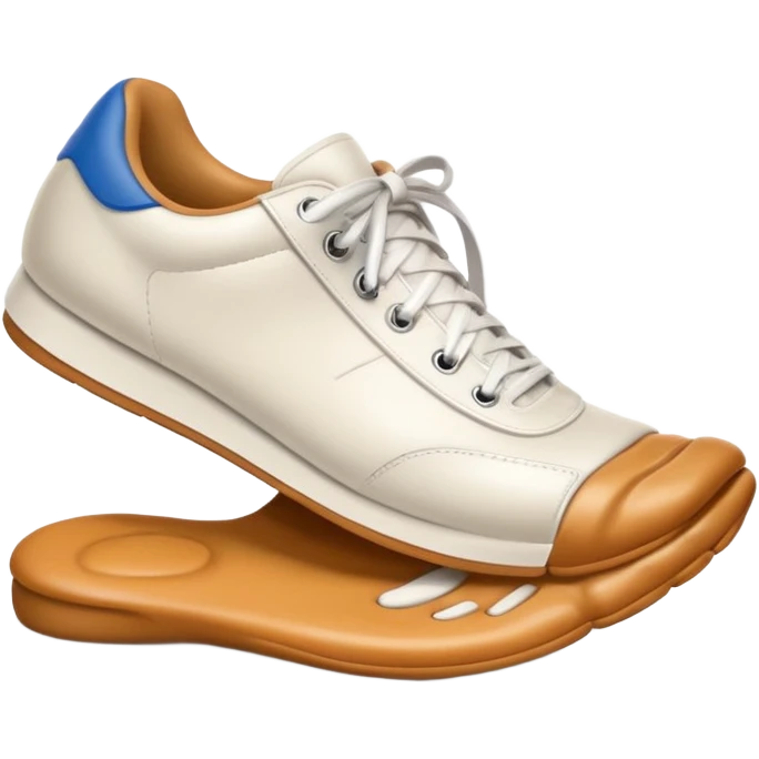 3D Apple-style emoji of a human foot wearing a sneaker, fully visible, stepping firmly on the ground, leaving a clear shoe print under the sole. Rounded, glossy, smooth, soft shadows, white background.



 emoji