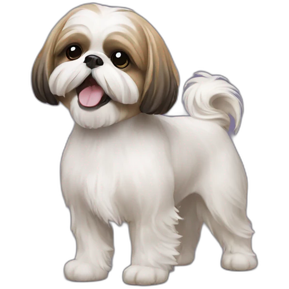 perro shih tzu; bailando emoji