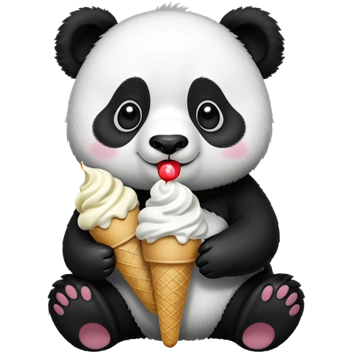 Panda eating ice cream emoji