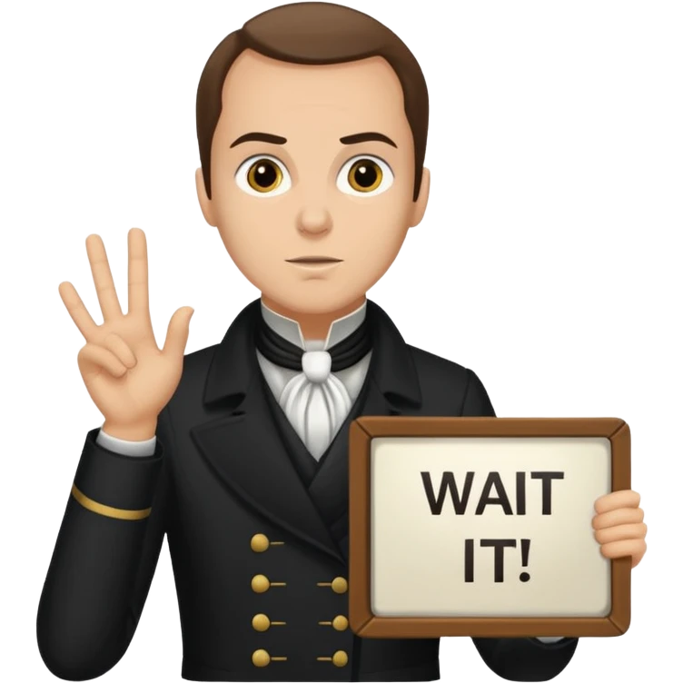 aaron burr holding a wait for it sign emoji
