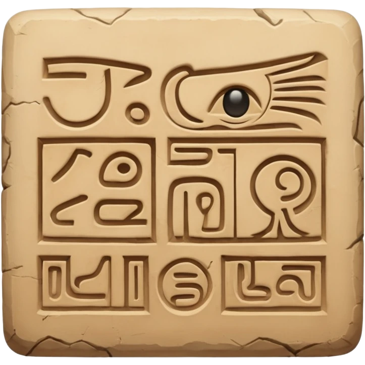 An emoji of an ancient Egyptian stone tablet with hieroglyphics carved on it.

 emoji